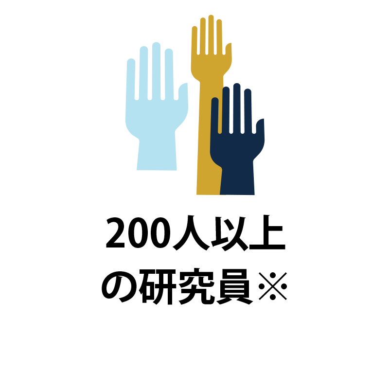 Three colored hands icon